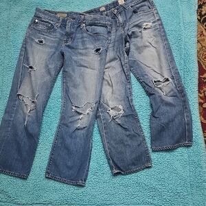 ⚜️2 Pair AG Adriano Goldschmied Distressed Blue Boyfriend Jeans